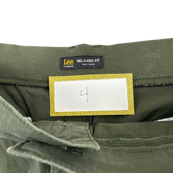 Lee Women's Relaxed Fit Mid Rise Cargo Shorts Olive Green Outdoor Hiking - Picture 6 of 10
